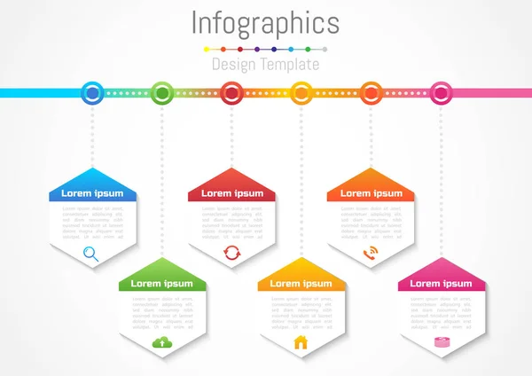 Elementos de diseño infográfico para su negocio con 6 opciones, piezas, pasos o procesos, Vector Illustration. — Archivo Imágenes Vectoriales