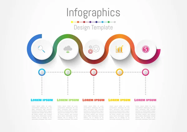 Инфографические элементы дизайна для Вашего бизнеса с 5 вариантами, деталями, шагами или процессами, Векторная иллюстрация . — стоковый вектор