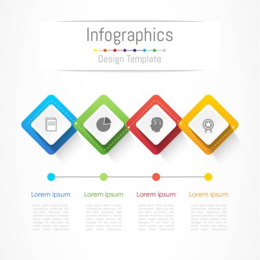 Infographic tasarım öğeleri 4 seçenekleri, parçalar, adımları veya işlemler, vektör çizim ile işiniz için.