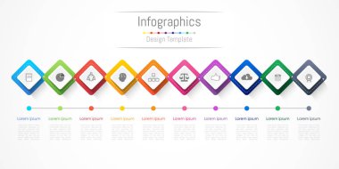 İşiniz için 10 seçenek, parça, adım veya süreç içeren bilgi tasarım ögeleri, Vektör İllüstrasyonu.