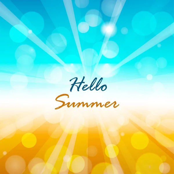 Fondo de verano con texto Hola verano — Vector de stock
