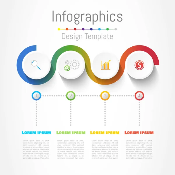 Infografische Gestaltungselemente für Ihr Unternehmen mit 4 Optionen, Teilen, Schritten oder Prozessen, Vektorillustration. — Stockvektor