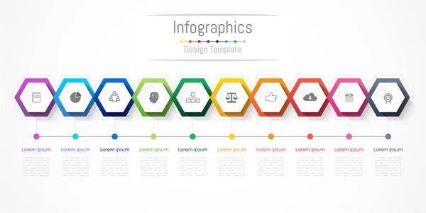 Eléments d'infographie pour votre entreprise avec 10 options, pièces, étapes ou processus, Illustration vectorielle. — Image vectorielle
