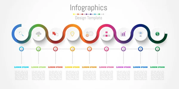 Elementos de diseño infográfico para su negocio con 9 opciones, piezas, pasos o procesos, Vector Illustration. — Archivo Imágenes Vectoriales