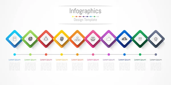 Eléments d'infographie pour votre entreprise avec 10 options, pièces, étapes ou processus, Illustration vectorielle. — Image vectorielle