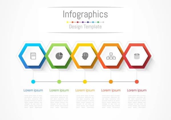 Elementos de diseño infográfico para su negocio con 5 opciones, piezas, pasos o procesos, Vector Illustration . — Archivo Imágenes Vectoriales