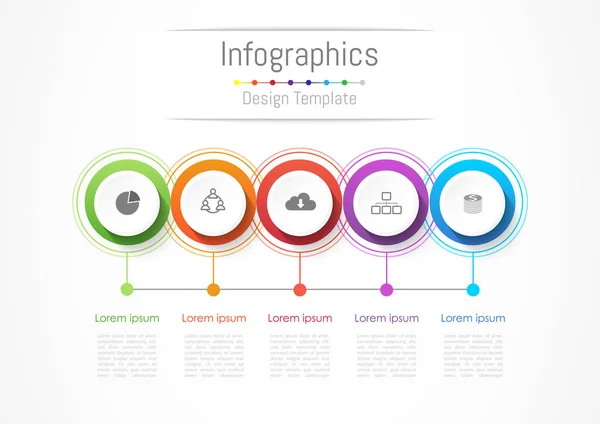 Eléments d'infographie pour votre entreprise avec 5 options, pièces, étapes ou processus, Illustration vectorielle . — Image vectorielle