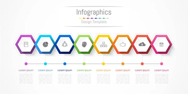 Elementos de diseño infográfico para su negocio con 8 opciones, piezas, pasos o procesos, Vector Illustration . — Archivo Imágenes Vectoriales