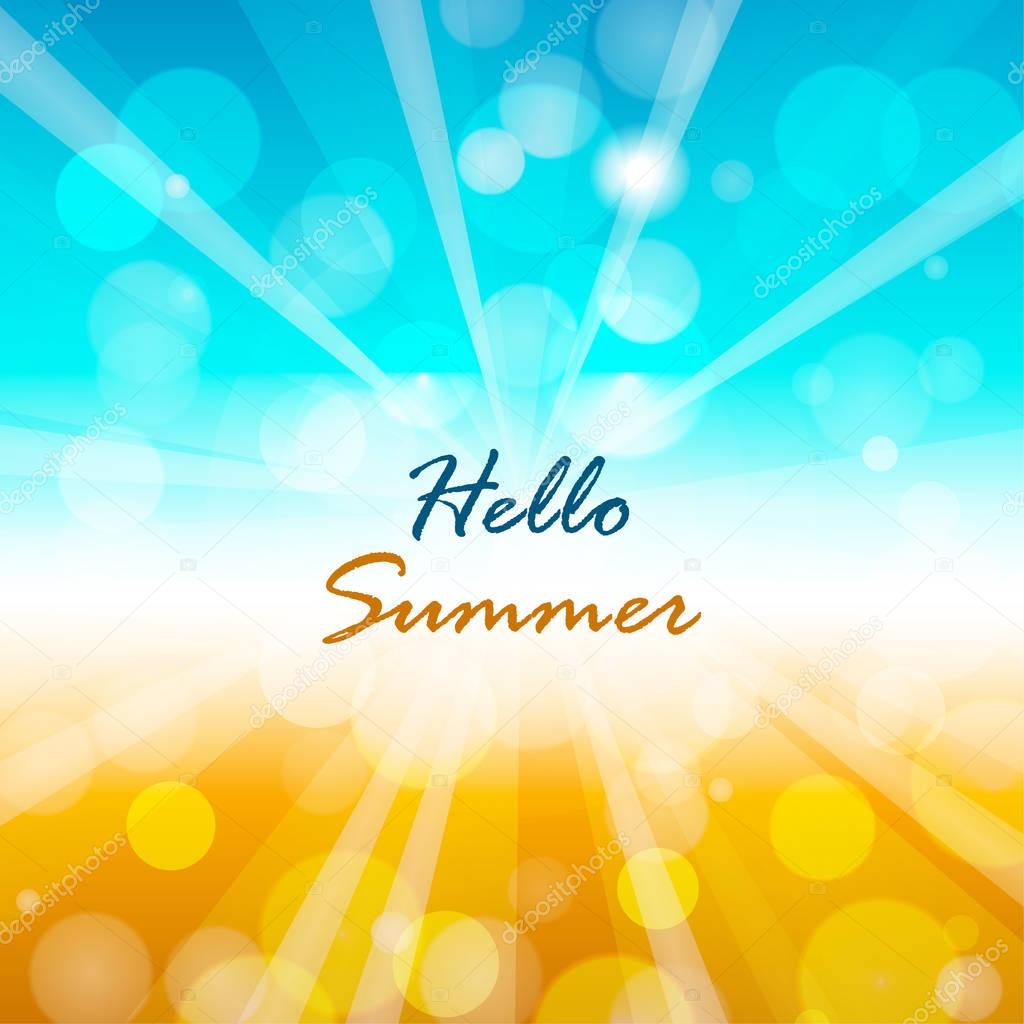 Summer background with Hello summer text