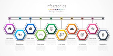 İşiniz için 10 seçenek, parça, adım veya süreç içeren bilgi tasarım ögeleri, Vektör İllüstrasyonu.