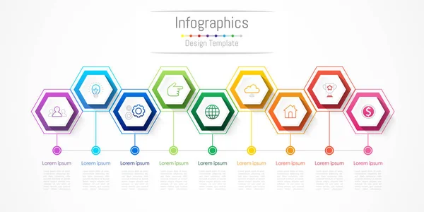 Infographic design elements for your business with 9 options, parts, steps or processes, Διανυσματική απεικόνιση. — Διανυσματικό Αρχείο