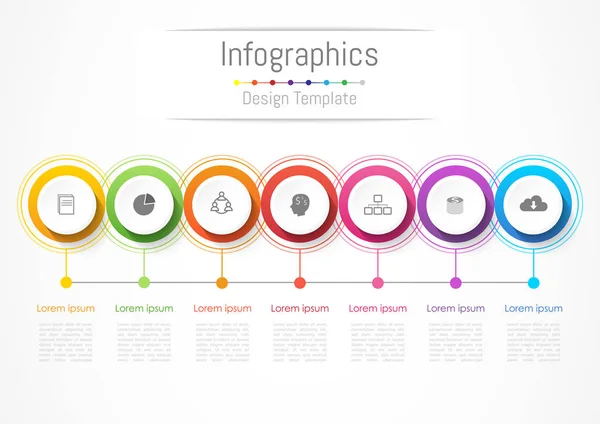 Eléments de conception d'infographie pour votre entreprise avec 7 options, pièces, étapes ou processus, Illustration vectorielle . — Image vectorielle