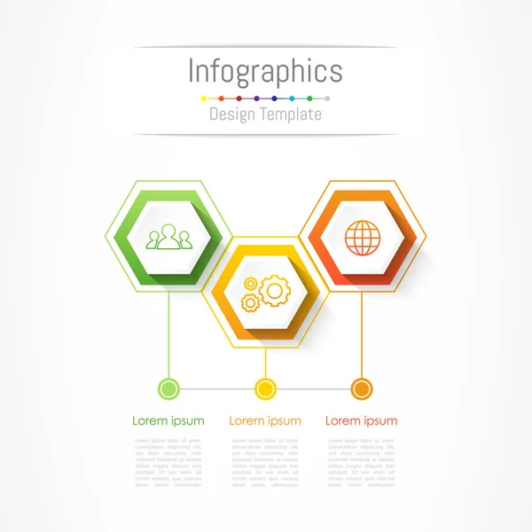 Infographic designelement för ditt företag med 3 alternativ, delar, åtgärder eller processer, vektorillustration. — Stock vektor