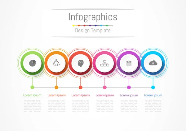 Eléments d'infographie pour votre entreprise avec 6 options, pièces, étapes ou processus, Illustration vectorielle. — Image vectorielle