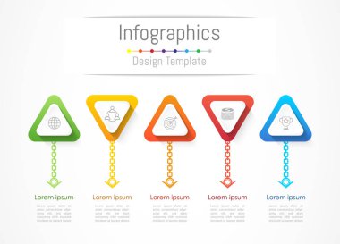 Infographic tasarım öğeleri iş verilerinizi 5 seçenekleri, parçalar, adımları, zaman çizelgeleri veya işlemler ile için. Vektör çizim.