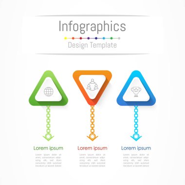 Infographic tasarım öğeleri iş verilerinizi 3 seçenekleri, parçalar, adımları, zaman çizelgeleri veya işlemler ile için. Vektör çizim.