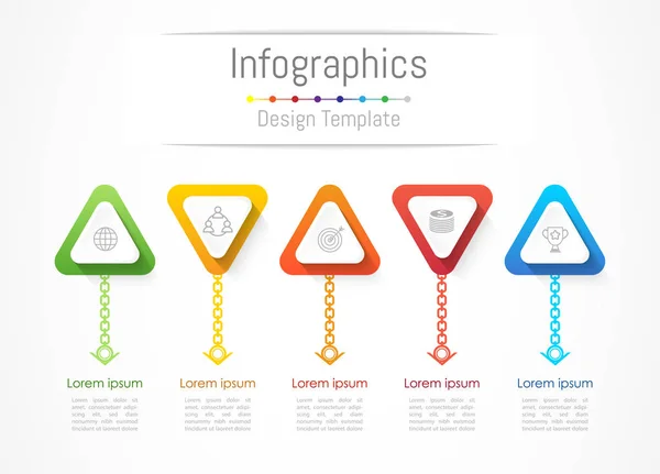 Infografische Gestaltungselemente für Ihre Geschäftsdaten mit 5 Optionen, Teilen, Schritten, Timelines oder Prozessen. Vektorillustration. — Stockvektor