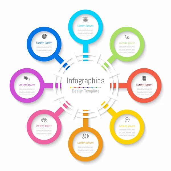 Infografika elementów projektu do danych biznesowych z 8 Opcje, części, kroki, osi czasu lub procesów. Styl papieru, ilustracji wektorowych. — Wektor stockowy