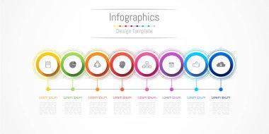 Infographic tasarım öğeleri 8 seçenekleri, parçalar, adımları veya işlemler, vektör çizim ile işiniz için.