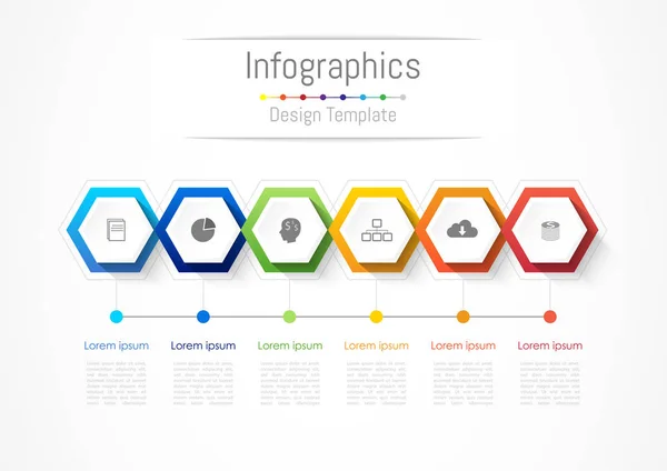 Elementos de diseño infográfico para su negocio con 6 opciones, piezas, pasos o procesos, Vector Illustration. — Archivo Imágenes Vectoriales