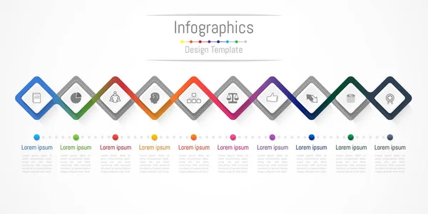 Eléments d'infographie pour votre entreprise avec 10 options, pièces, étapes ou processus, Illustration vectorielle. — Image vectorielle