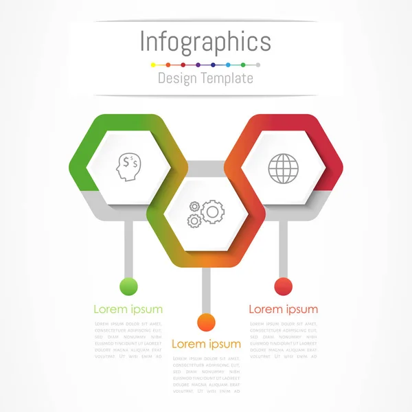 Eléments de conception d'infographie pour votre entreprise avec 3 options, pièces, étapes ou processus, Illustration vectorielle . — Image vectorielle