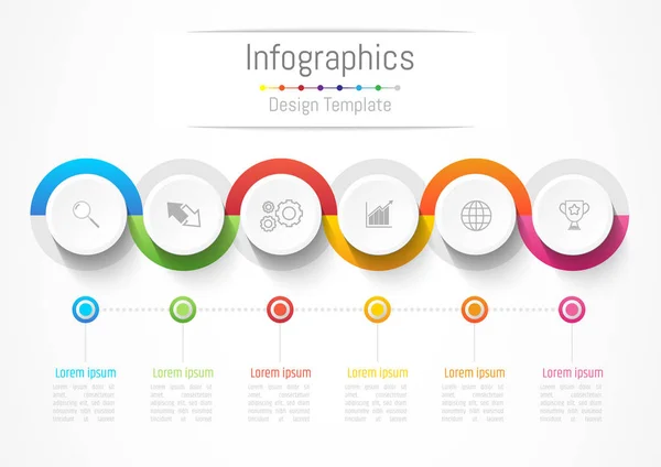 Elementos de diseño infográfico para su negocio con 6 opciones, piezas, pasos o procesos, Vector Illustration. — Archivo Imágenes Vectoriales