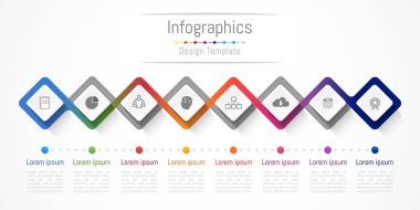 Infographic tasarım öğeleri 8 seçenekleri, parçalar, adımları veya işlemler, vektör çizim ile işiniz için.