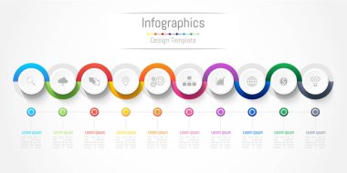 İşiniz için 10 seçenek, parça, adım veya süreç içeren bilgi tasarım ögeleri, Vektör İllüstrasyonu.