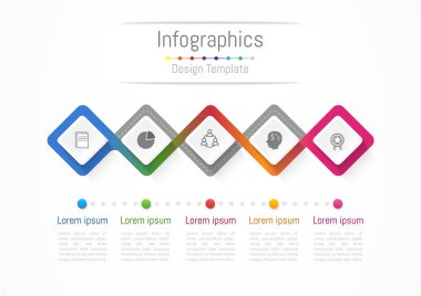 Infographic tasarım öğeleri 5 seçenekleri, parçalar, adımları veya işlemler, vektör çizim ile işiniz için.