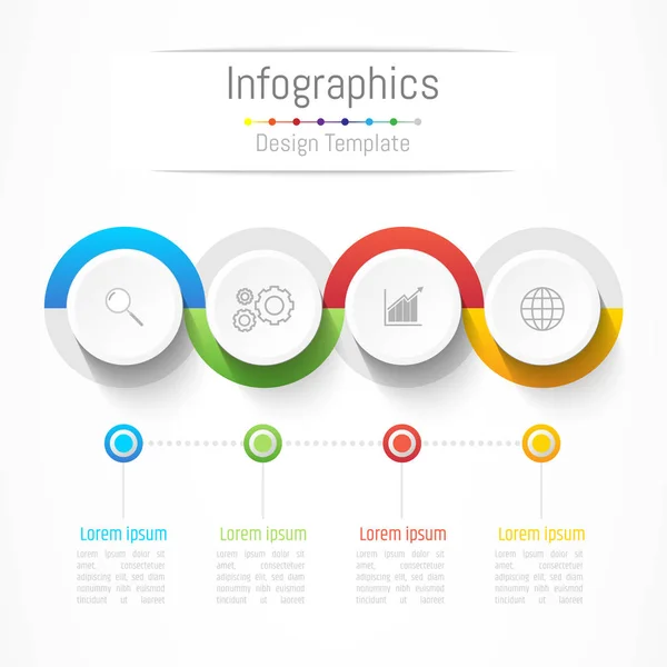 4 옵션, 부품, 단계 또는 벡터 일러스트 레이 션, 프로세스 귀하의 비즈니스에 대 한 Infographic 디자인 요소. — 스톡 벡터