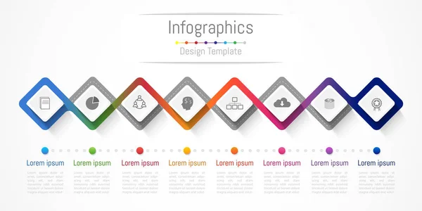 Prvky návrhu infografiku pro vaši firmu s 8 možnosti, díly, kroků nebo procesy, vektorové ilustrace. — Stockový vektor