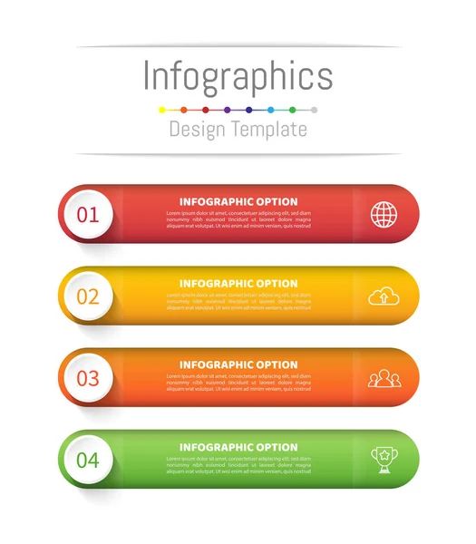 Elementos de design infográfico para o seu negócio com 4 opções, peças, passos ou processos, ilustração vetorial . — Vetor de Stock