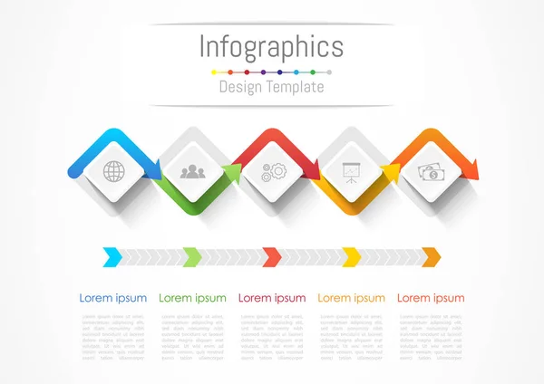 Eléments d'infographie pour votre entreprise avec 5 options, pièces, étapes ou processus, Illustration vectorielle . — Image vectorielle