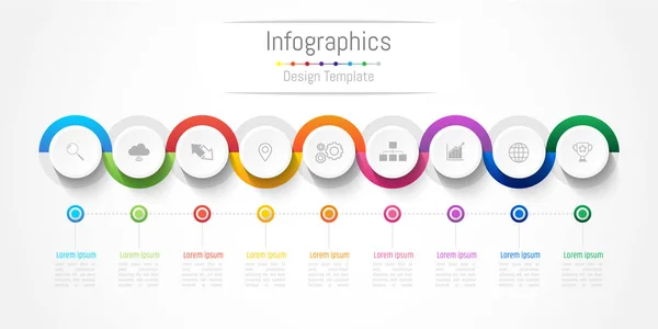 Éléments d'infographie pour votre entreprise avec 9 options, pièces, étapes ou processus, Illustration vectorielle. — Image vectorielle