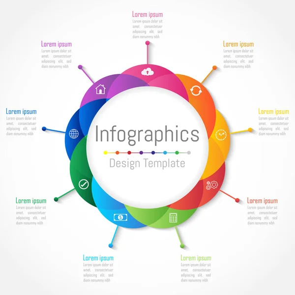 Prvky návrhu infografiku pro vaši firmu s 9 možností, díly, kroků nebo procesy, vektorové ilustrace. — Stockový vektor