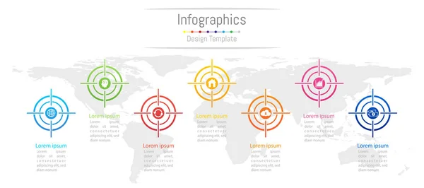 Infografische Gestaltungselemente für Ihr Unternehmen mit 7 Optionen, Teilen, Schritten oder Prozessen, Vektorillustration. Elemente dieses Bildes von der nasa — Stockvektor