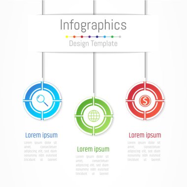 Infographic tasarım öğeleri iş verilerinizi 3 seçenekleri, parçalar, adımları, zaman çizelgeleri veya işlemler ile için. Vektör çizim.