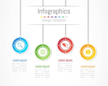 Infographic tasarım öğeleri iş verilerinizi 4 seçenekleri, parçalar, adımları, zaman çizelgeleri veya işlemler ile için. Vektör çizim.