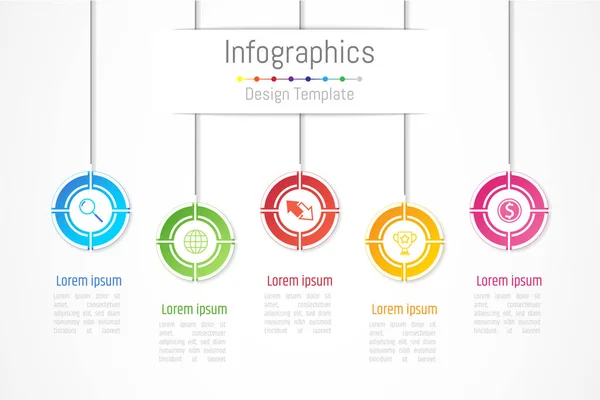 Elementos de diseño infográfico para sus datos empresariales con 5 opciones, piezas, pasos, líneas de tiempo o procesos. Ilustración vectorial . — Vector de stock