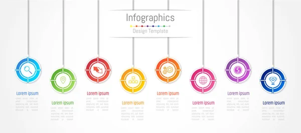 Éléments de conception d'infographie pour vos données d'entreprise avec 8 options, pièces, étapes, calendriers ou processus. Illustration vectorielle . — Image vectorielle