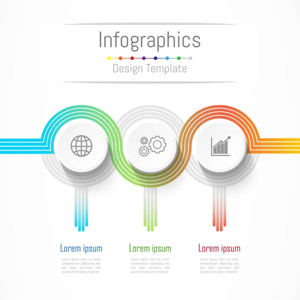 Infografische Gestaltungselemente für Ihre Geschäftsdaten mit 3 Optionen, Teilen, Schritten, Timelines oder Prozessen. Konzept Verbindungslinien, Vektorillustration. — Stockvektor