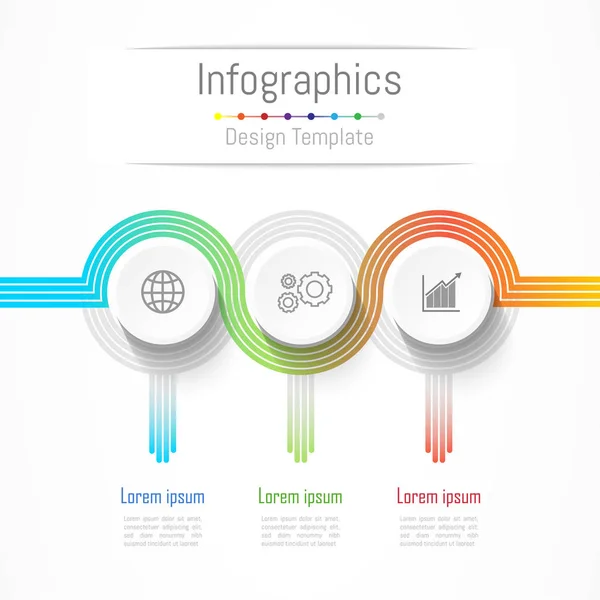 Éléments de conception d'infographie pour vos données d'entreprise avec 3 options, pièces, étapes, calendriers ou processus. concept de lignes de connexion, Illustration vectorielle . — Image vectorielle