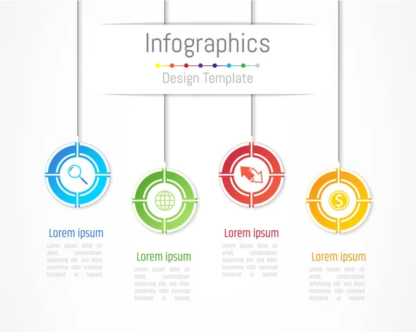 Infografische Gestaltungselemente für Ihre Geschäftsdaten mit 4 Optionen, Teilen, Schritten, Timelines oder Prozessen. Vektorillustration. — Stockvektor