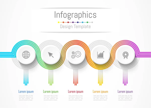 Infografika prvky pro svá obchodní data s 5 možnostmi, díly, kroky, časové osy nebo procesy. připojení linky koncept, vektorové ilustrace. — Stockový vektor