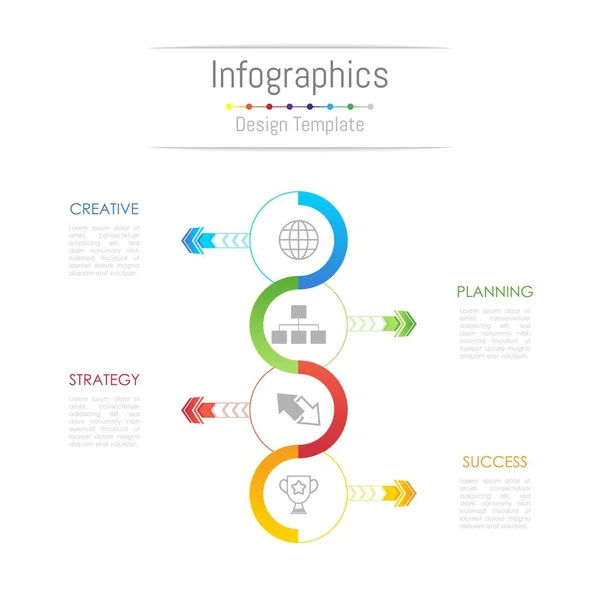 Elementos de diseño infográfico para sus datos empresariales con 4 opciones, partes, pasos, líneas de tiempo o procesos. Ilustración vectorial . — Vector de stock