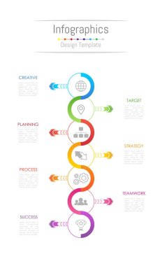 Infographic tasarım öğeleri iş verilerinizi 7 seçenekleri, parçalar, adımları, zaman çizelgeleri veya işlemleri ile için. Vektör çizim.