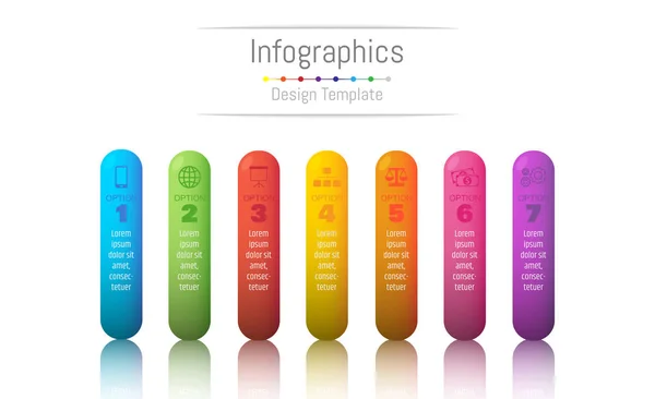 Elementos de diseño infográfico para sus datos empresariales con 7 opciones, piezas, pasos, líneas de tiempo o procesos. Ilustración vectorial . — Archivo Imágenes Vectoriales