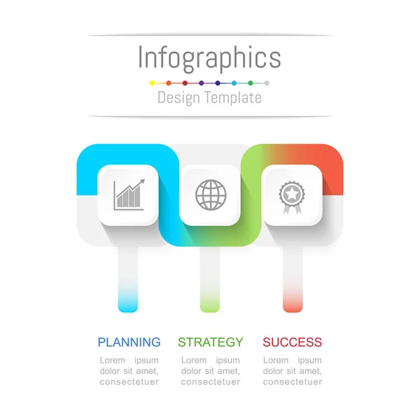 Infografische Gestaltungselemente für Ihre Geschäftsdaten mit 3 Optionen, Teilen, Schritten, Timelines oder Prozessen. Verbindungsleitungskonzept. Konzept Verbindungslinie, Vektorabbildung. — Stockvektor