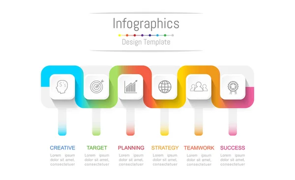 Éléments de conception d'infographie pour vos données d'entreprise avec 6 options, pièces, étapes, calendriers ou processus. Concept de ligne de connexion. Concept de ligne de connexion, Illustration vectorielle . — Image vectorielle